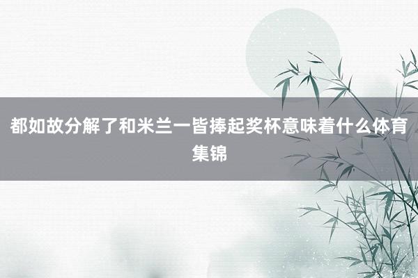 都如故分解了和米兰一皆捧起奖杯意味着什么体育集锦